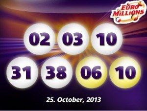 Jackpott på € 31 / £27 miljoner vanns med EuroLotto på fredagen 13.10.25